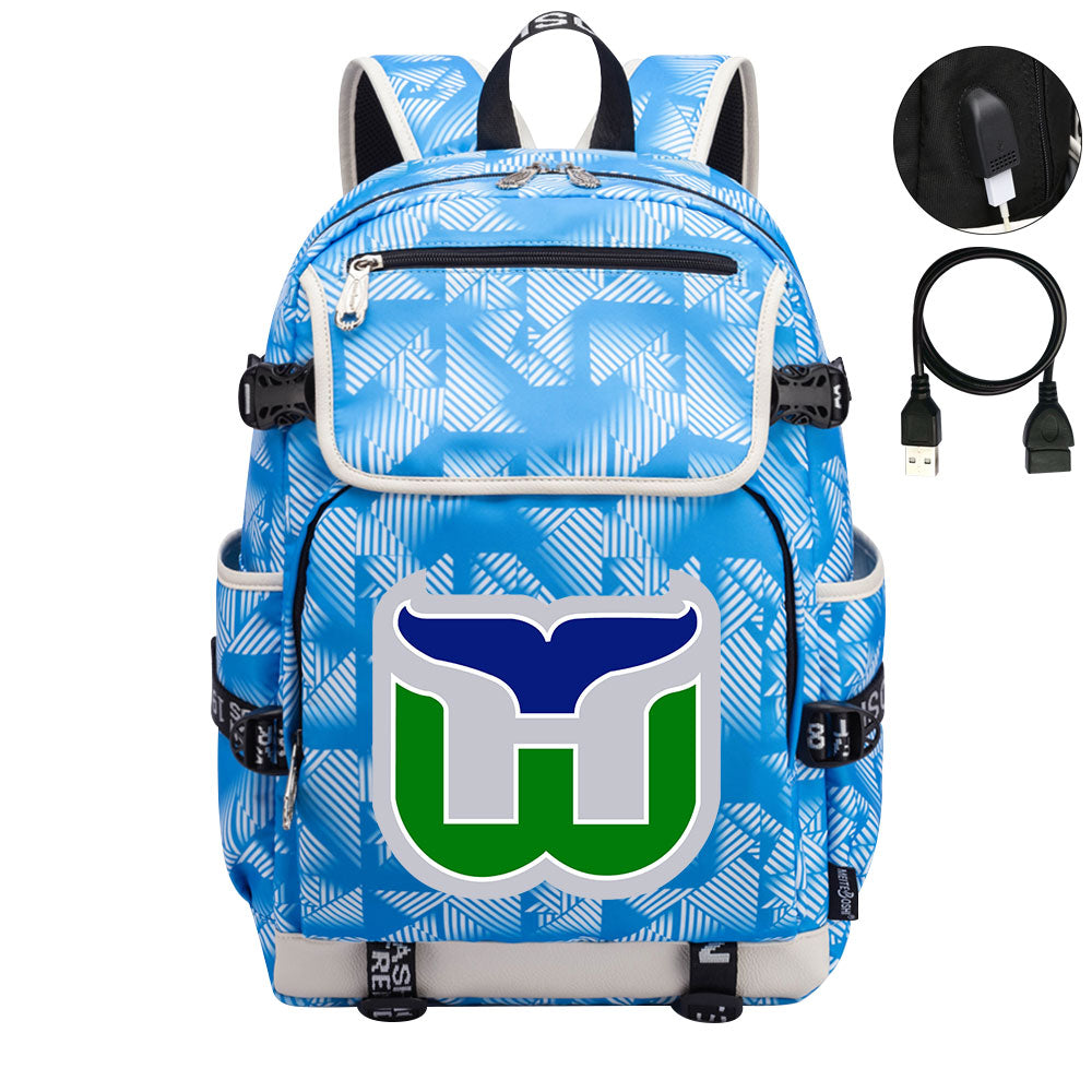 Hartford Whalers Hockey League Backpack School Notebook Travel Bag