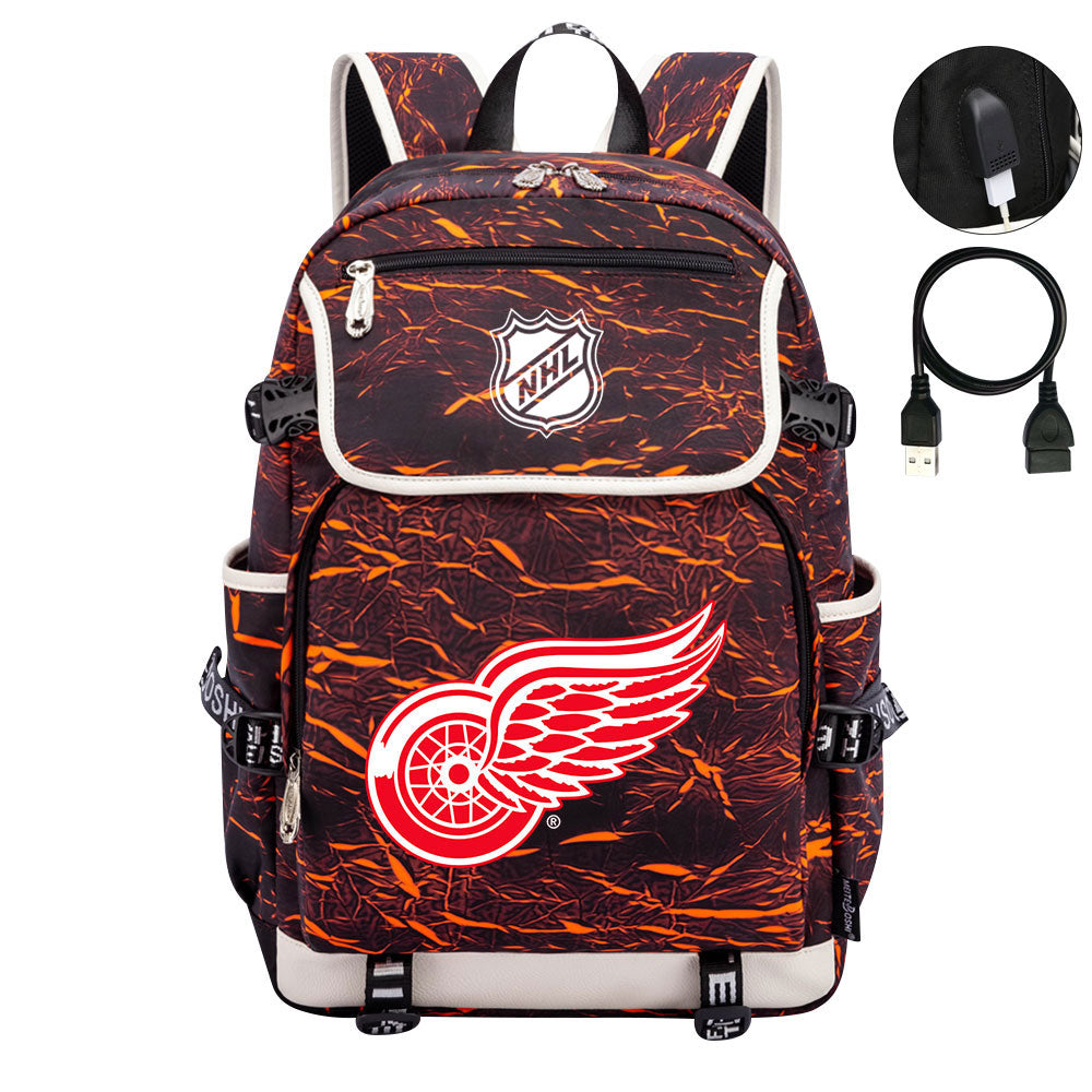 Detroit Red Wings Hockey League Backpack School Notebook Travel Bags