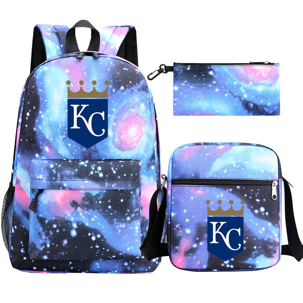 Kansas City Royals Baseball School Backpack Shoulder Bag Pencil Bags 3pcs Set