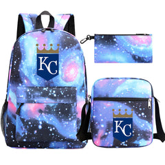 Kansas City Royals Baseball School Backpack Shoulder Bag Pencil Bags 3pcs Set