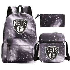 Brooklyn Nets Basketball School Backpack Shoulder Bag Pencil Bags 3pcs Set