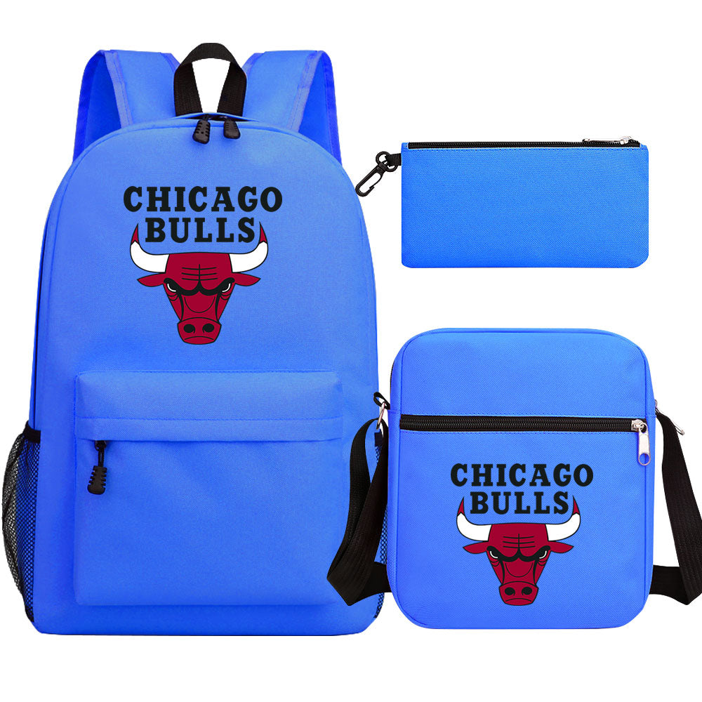Chicago Bulls Basketball School Backpack Shoulder Bag Pencil Bags 3pcs Set