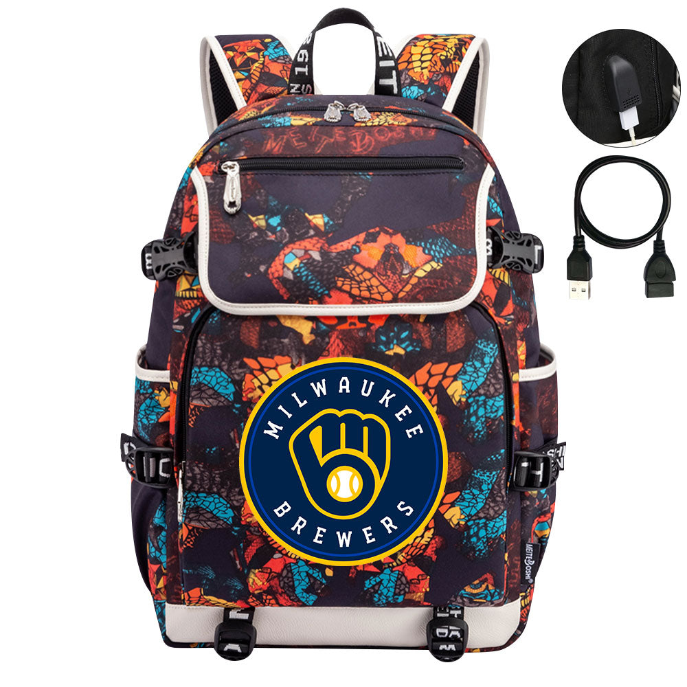 Milwaukee Brewers Backpack School Notebook Travel Bags