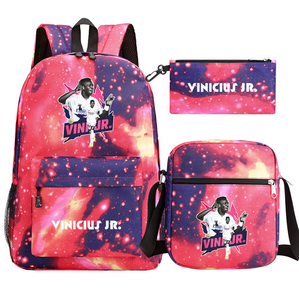 Vinicius Junior Football Player School Backpack Shoulder Bag Pencil Bags 3pcs Set