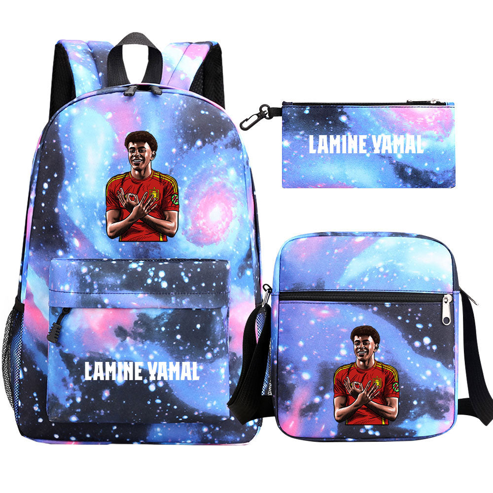 Lamine Yamal Football Player School Backpack Shoulder Bag Pencil Bags 3pcs Set