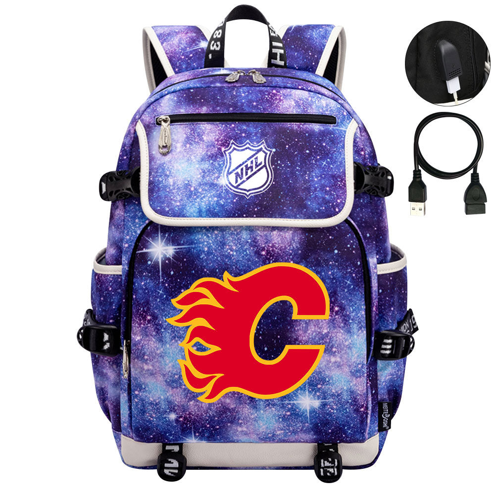 Calgary Flames Hockey League Backpack School Notebook Travel Bag