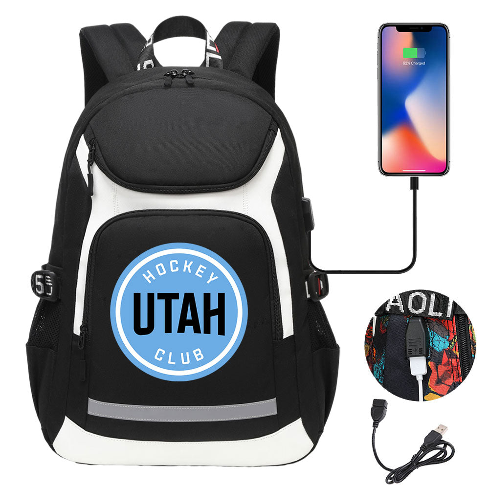 Utah Hockey Club Backpack School Notebook Travel Bags With USB