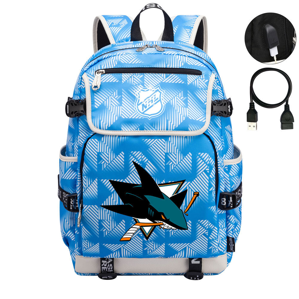 San Jose Sharks Hockey League Backpack School Notebook Travel Bag