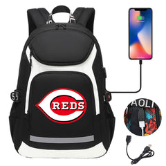 Cincinnati Reds Backpack School Notebook Travel Bags With USB