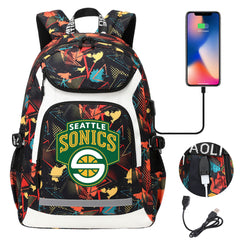 Seattle SuperSonics Backpack School Notebook Travel Bags With USB
