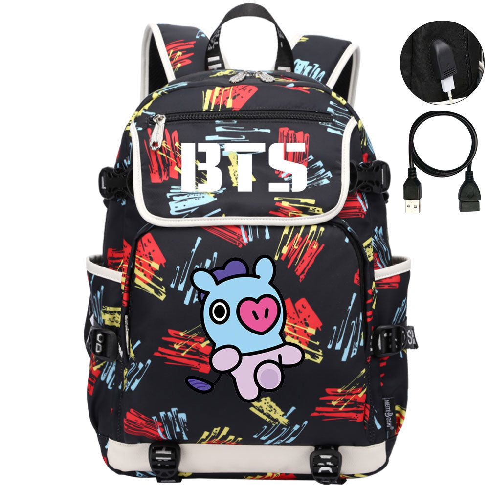BTS Mang Backpack School Notebook Travel Bags