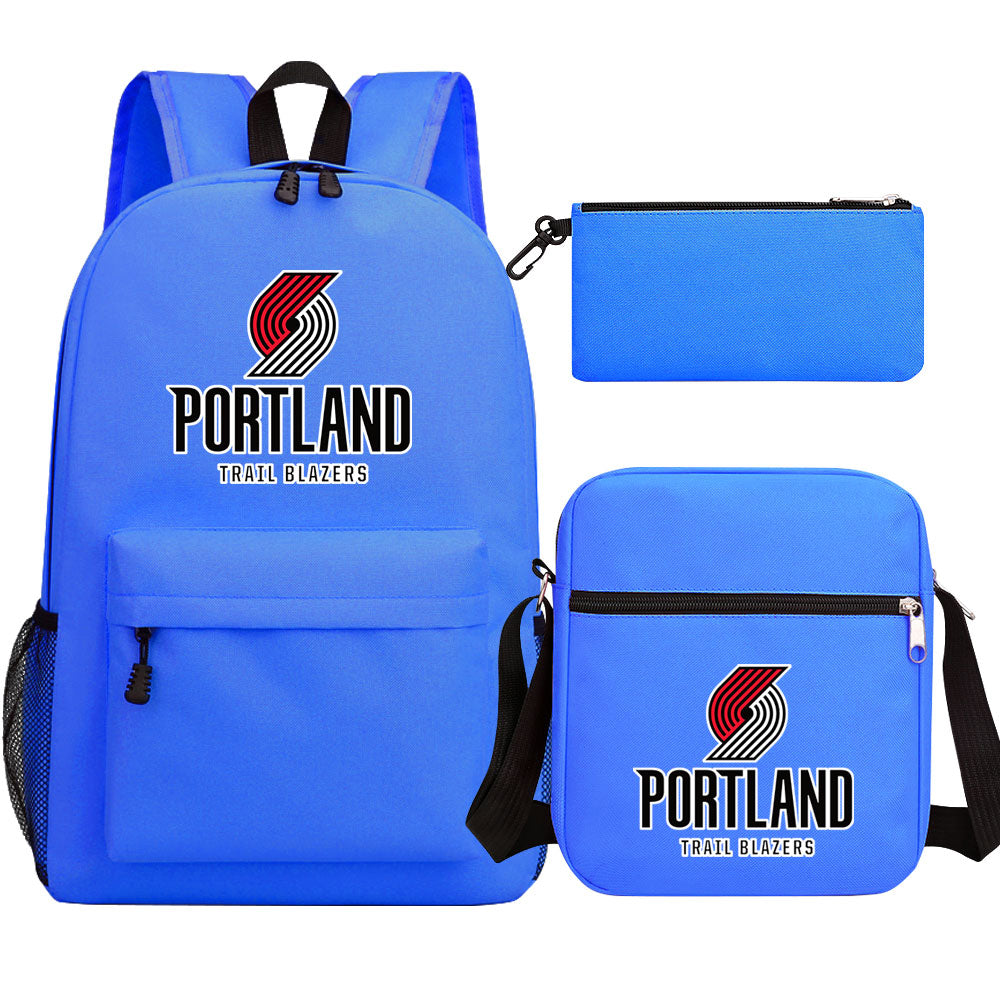 Portland Trail Blazers Basketball School Backpack Shoulder Bag Pencil Bags 3pcs Set