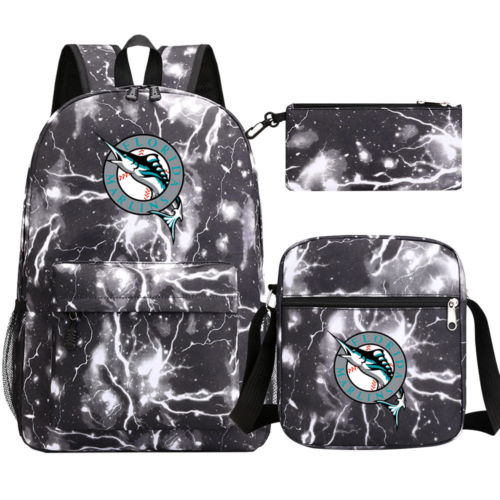 Florida Marlins Baseball School Backpack Shoulder Bag Pencil Bags 3pcs Set