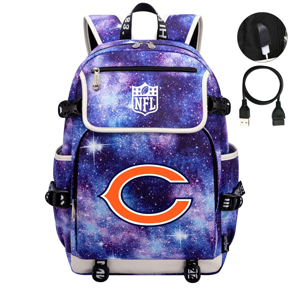 Chicago Bears Football Team Rugby Backpack School Notebook Travel Bag