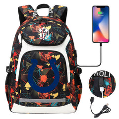Indianapolis Colts Football Rugby Backpack School Notebook Travel Bags With USB
