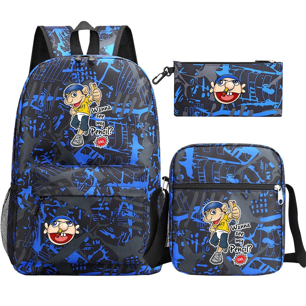 Jeffy School Backpack Shoulder Bag Pencil Bags 3pcs Set