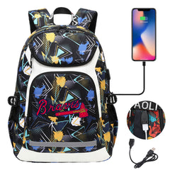 Atlanta Braves Backpack School Notebook Travel Bags With USB