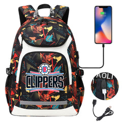 Los Angeles Clippers Backpack School Notebook Travel Bags With USB