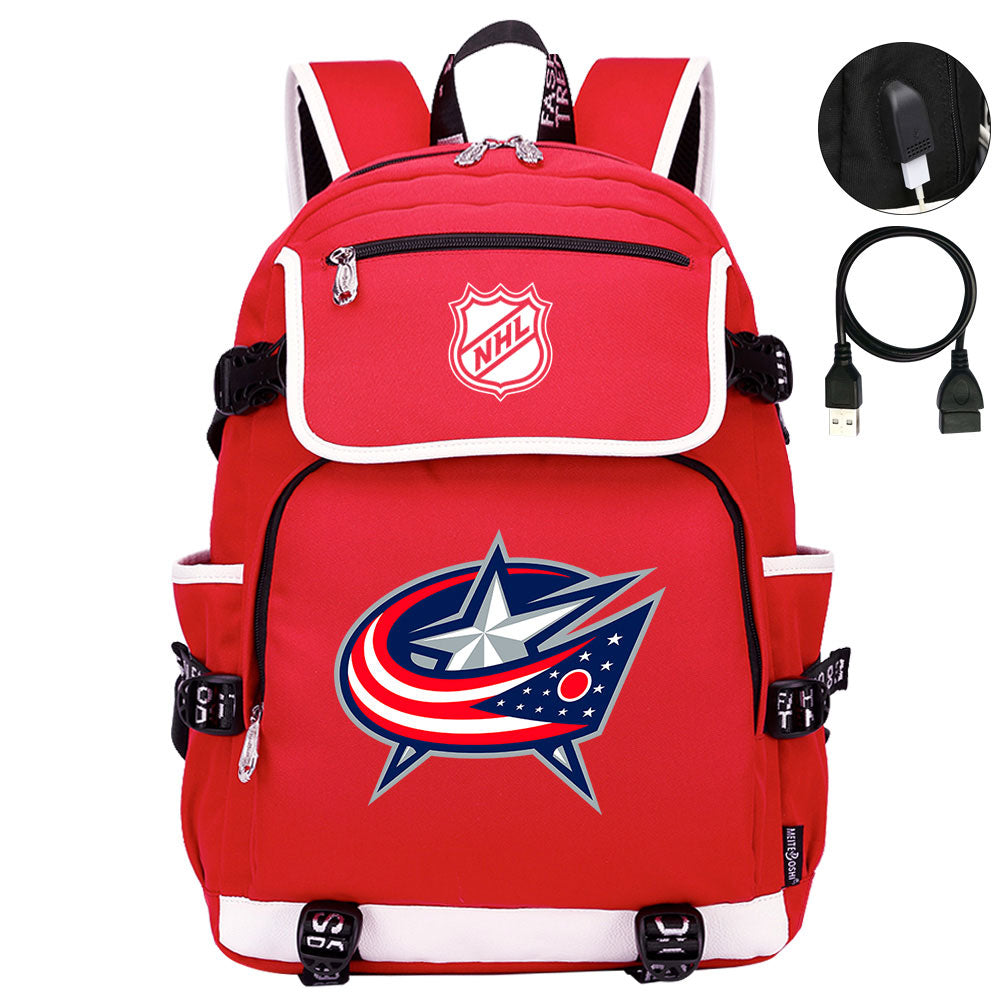 Columbus Blue Jackets Hockey League Backpack School Notebook Travel Bag
