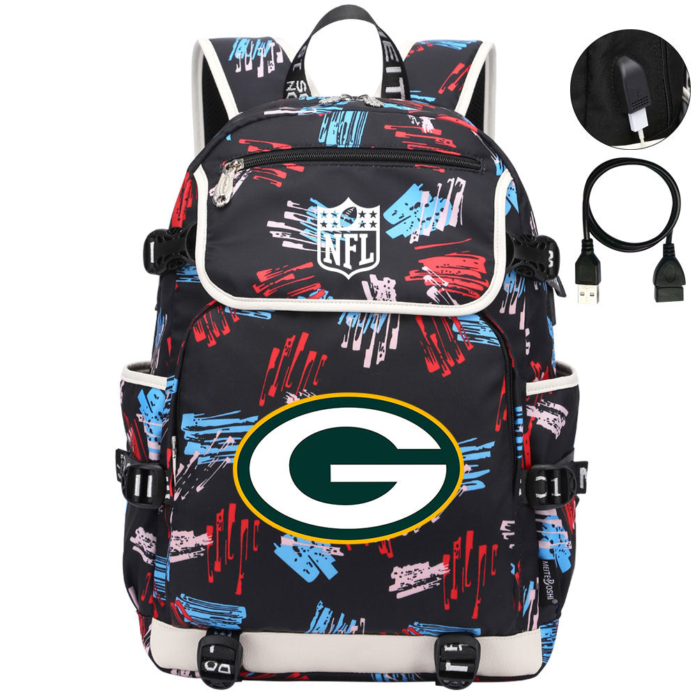 Green Bay Packers Football Team Rugby Backpack School Notebook Travel Bag