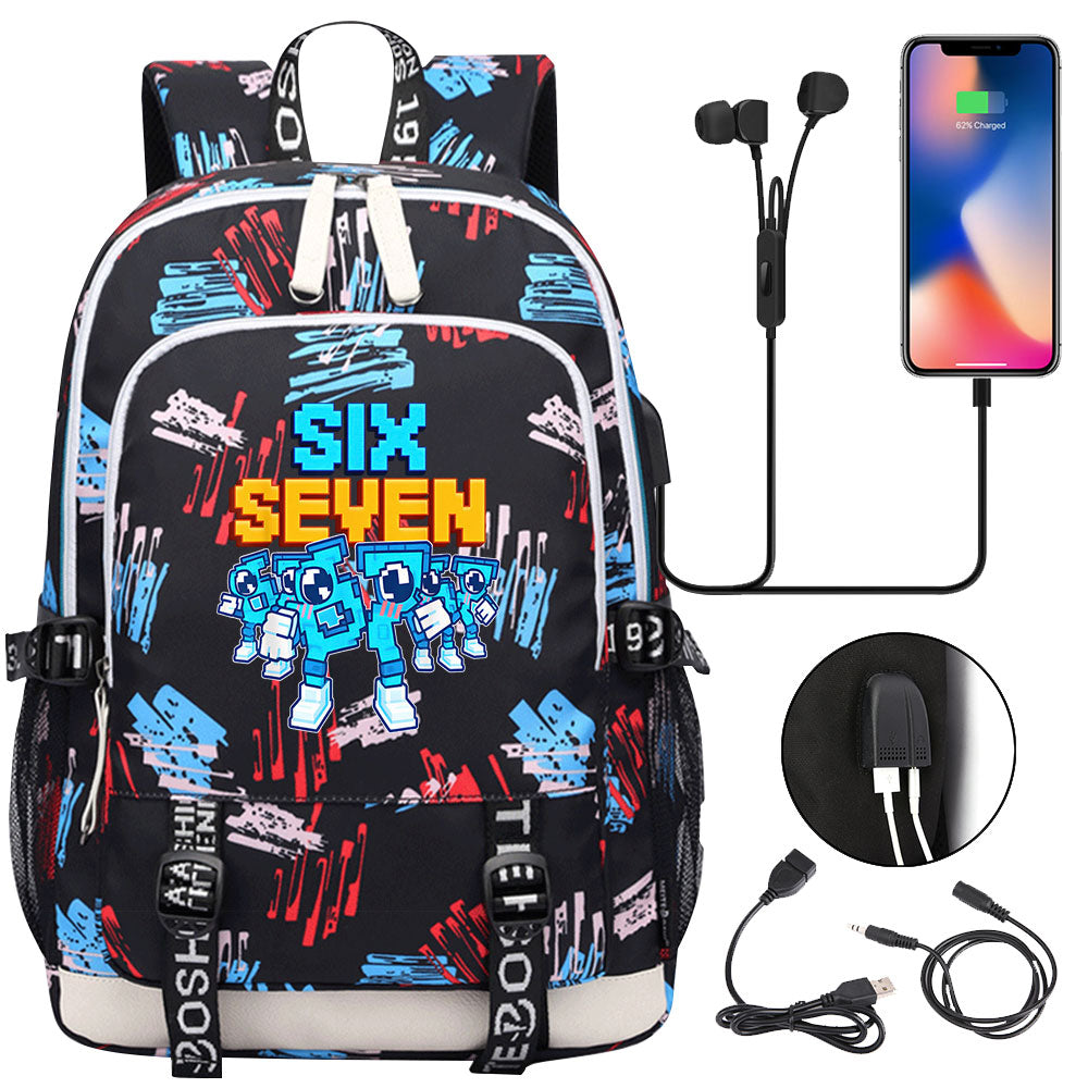 Steal a Brainrot 67 USB Charging Backpack School Note Book Laptop Travel Bags