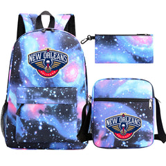 New Orleans Basketball School Backpack Shoulder Bag Pencil Bags 3pcs Set