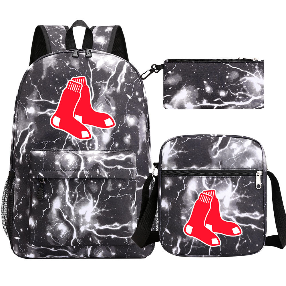 Boston Red Sox Baseball School Backpack Shoulder Bag Pencil Bags 3pcs Set