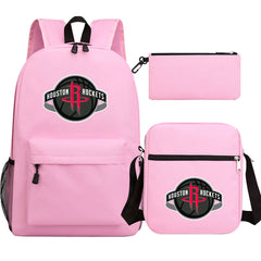 Houston Rockets Basketball School Backpack Shoulder Bag Pencil Bags 3pcs Set