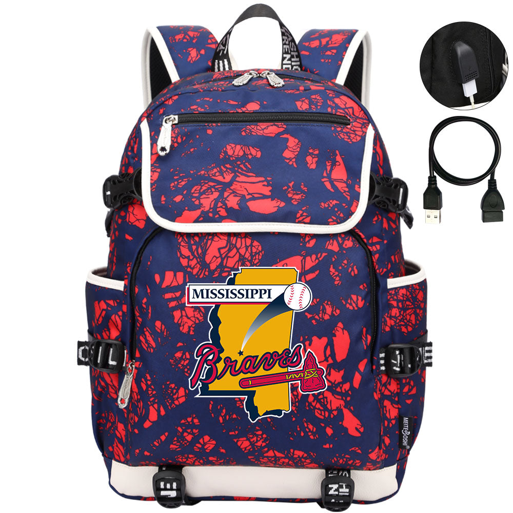 Mississippi Braves Backpack School Notebook Travel Bags
