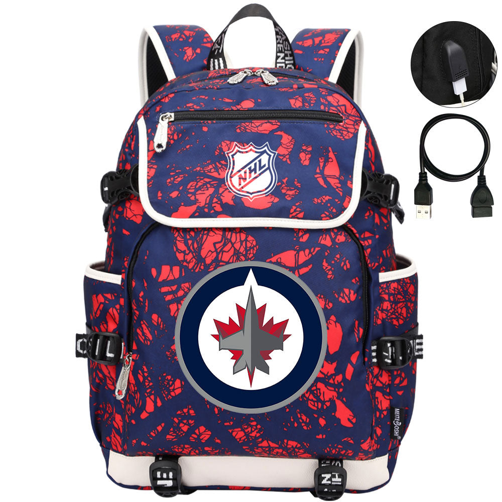 Winnipeg Jets Hockey League Backpack School Notebook Travel Bag