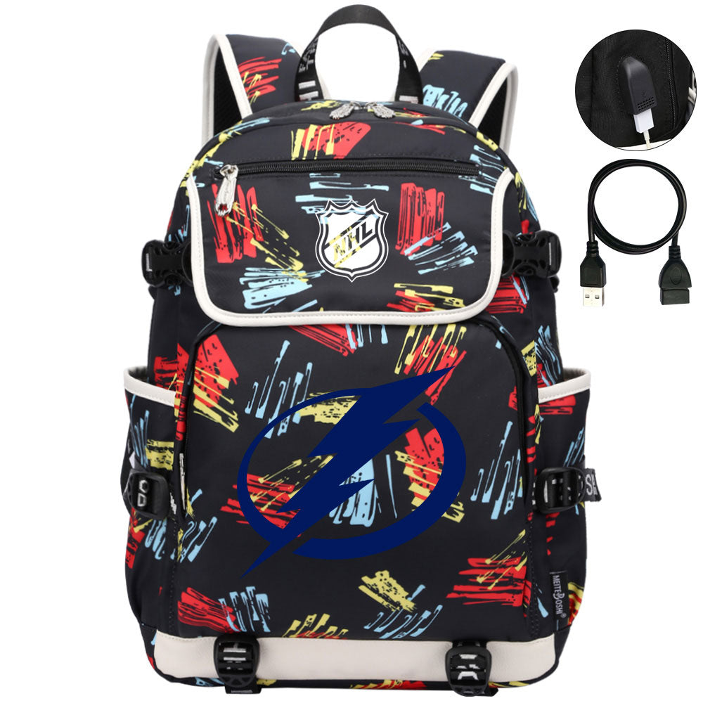 Tampa Bay Lightning Hockey League Backpack School Notebook Travel Bag