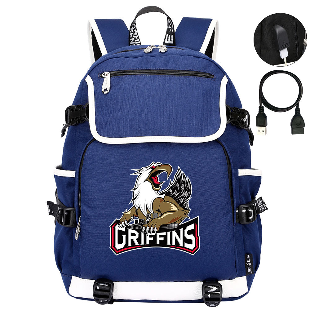 Grand Rapids Griffins Hockey League Backpack School Notebook Travel Bag