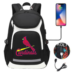 St Louis Cardinals Backpack School Notebook Travel Bags With USB