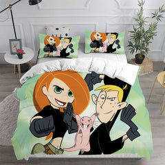 Kim Possible Cosplay Bedding Set Duvet Cover Pillowcases Halloween Home Decor