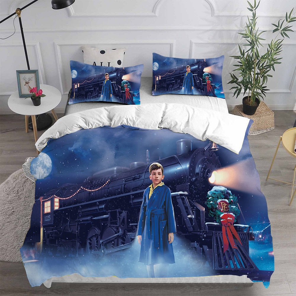 The Polar Express Cosplay Bedding Set Duvet Cover Pillowcases Halloween Home Decor