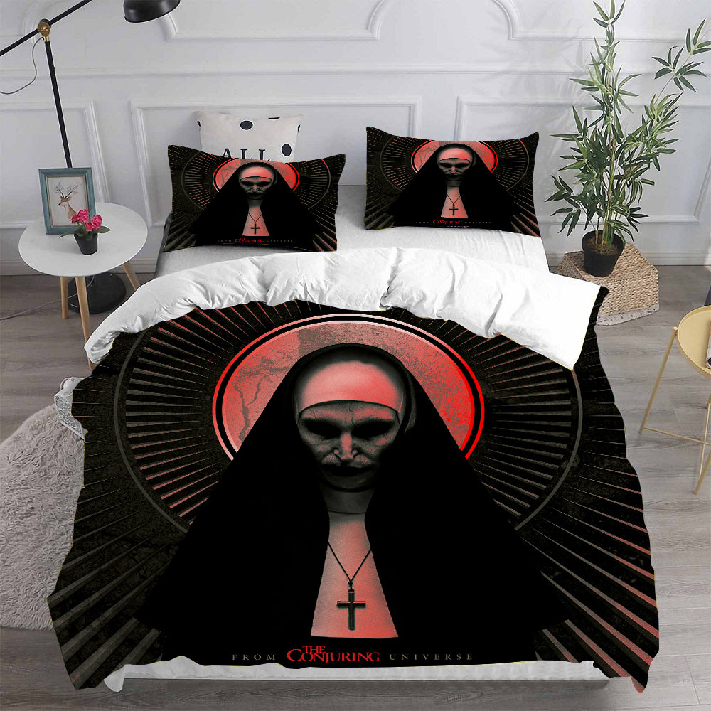 The Nun 2 Cosplay Bedding Set Duvet Cover Pillowcases Halloween Home Decor