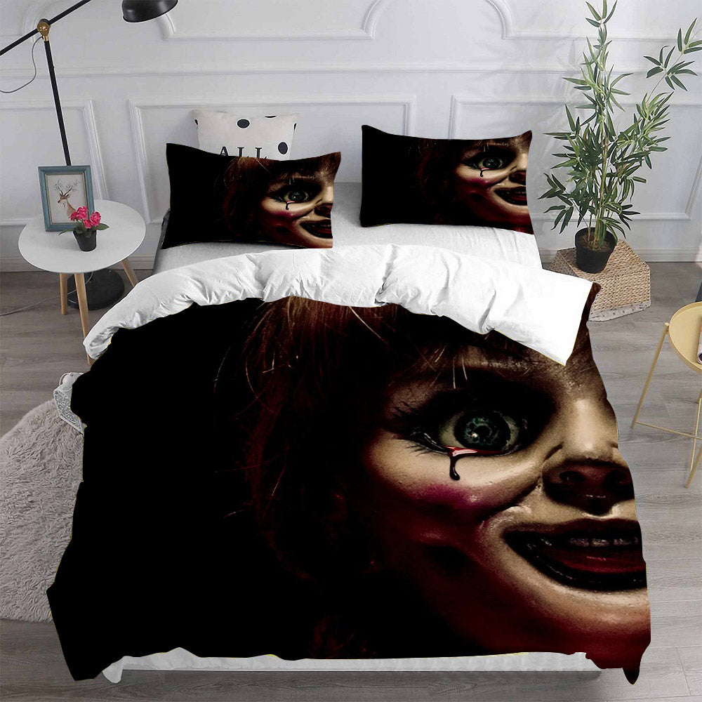 Annabelle Cosplay Bedding Set Duvet Cover Pillowcases Halloween Home Decor