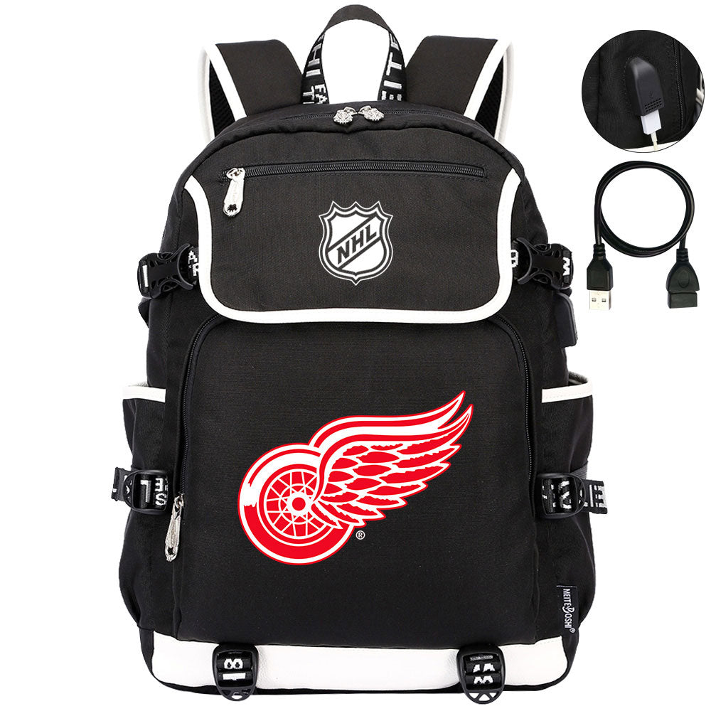 Detroit Red Wings Hockey League Backpack School Notebook Travel Bags