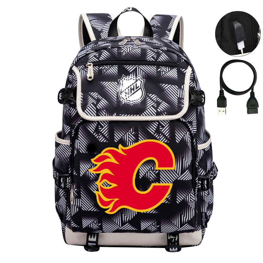 Calgary Flames Hockey League Backpack School Notebook Travel Bag