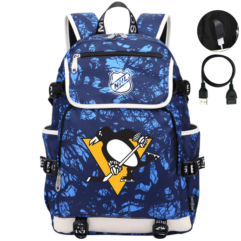 Pittsburgh Penguins Hockey League Backpack School Notebook Travel Bag