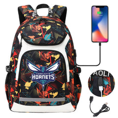 Charlotte Hornets Backpack School Notebook Travel Bags With USB