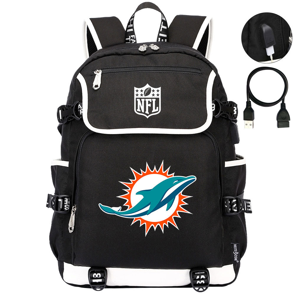 Miami Dolphins Football Rugby Backpack School Notebook Travel Bags