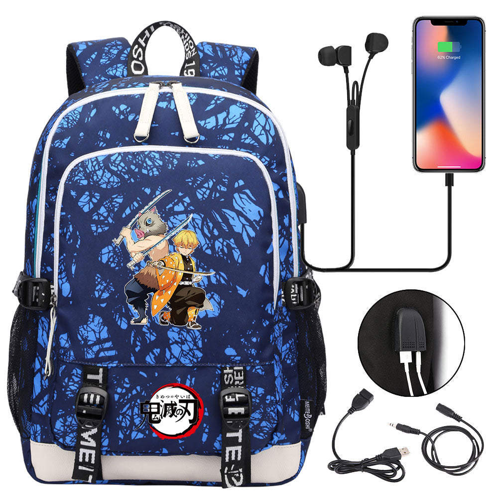 Demon Slayer Kimetsu No Yaiba USB Charging Backpack School Note Book Laptop Travel Bags