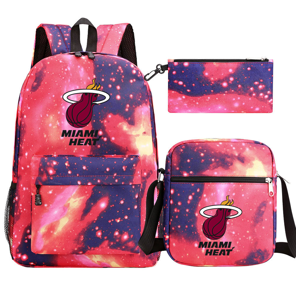 Miami Heat Basketball School Backpack Shoulder Bag Pencil Bags 3pcs Set