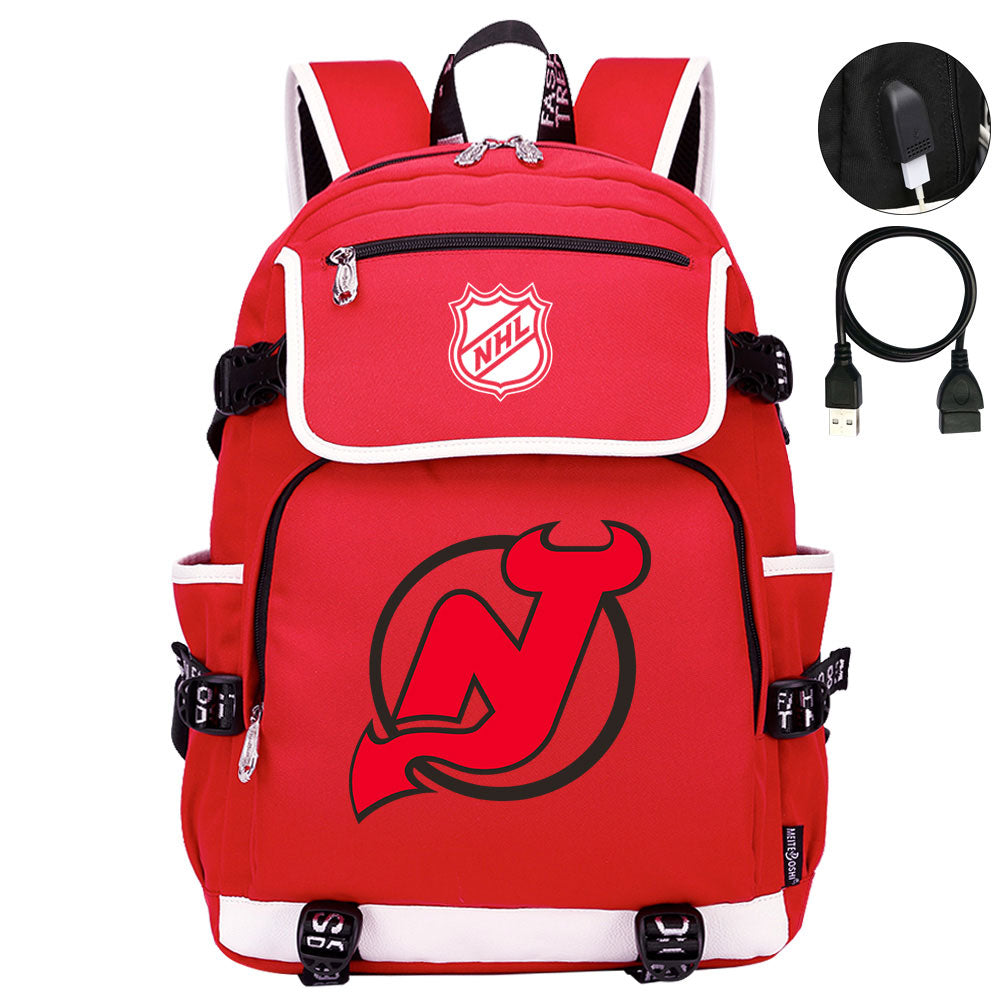 New Jersey Devils Hockey League Backpack School Notebook Travel Bag