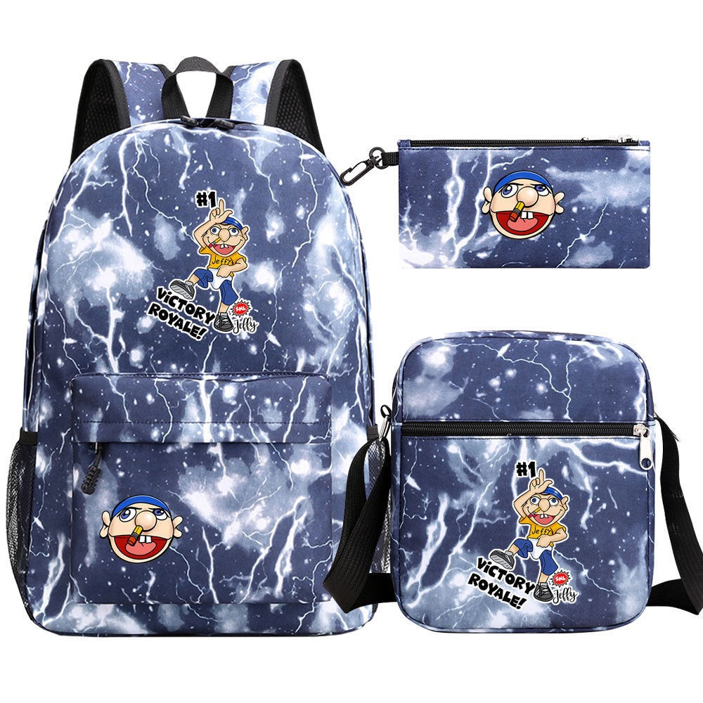 Jeffy School Backpack Shoulder Bag Pencil Bags 3pcs Set