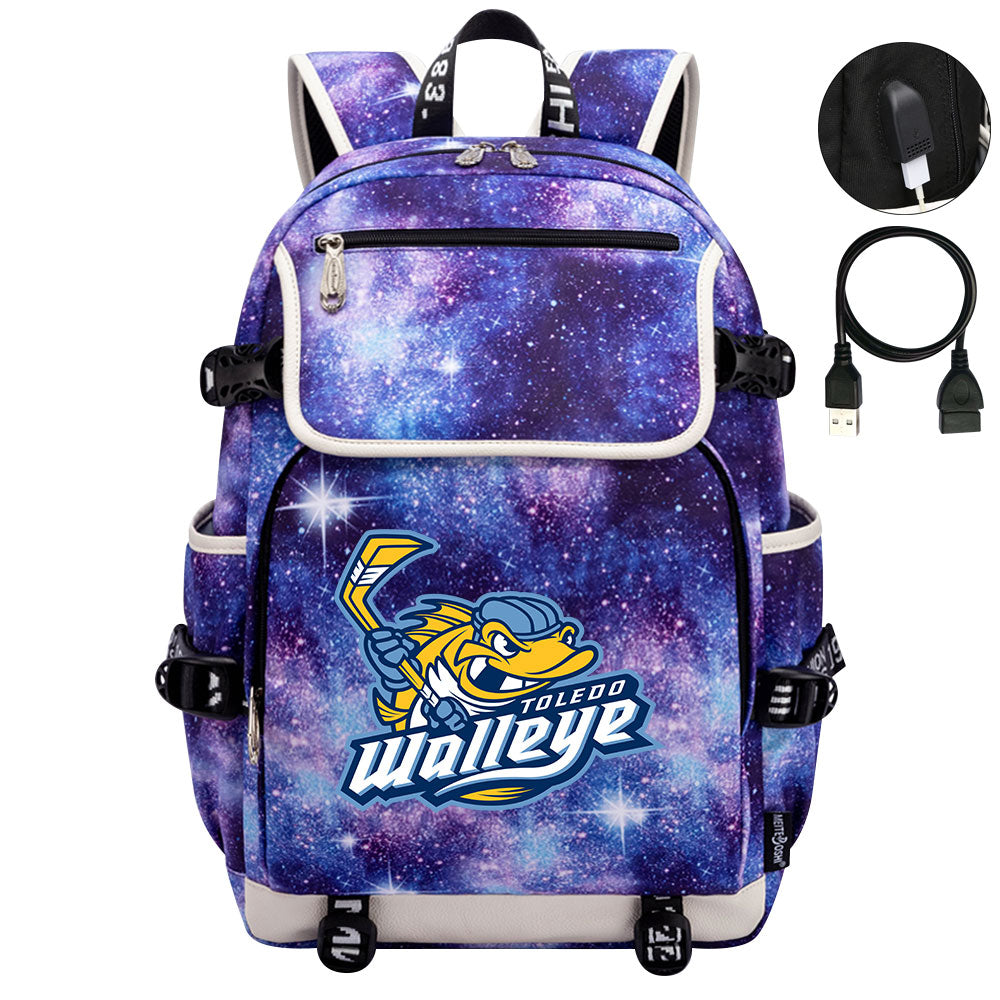 Toledo Walleye Hockey League Backpack School Notebook Travel Bag