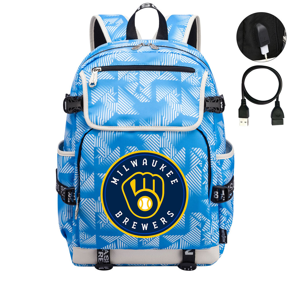 Milwaukee Brewers Backpack School Notebook Travel Bags