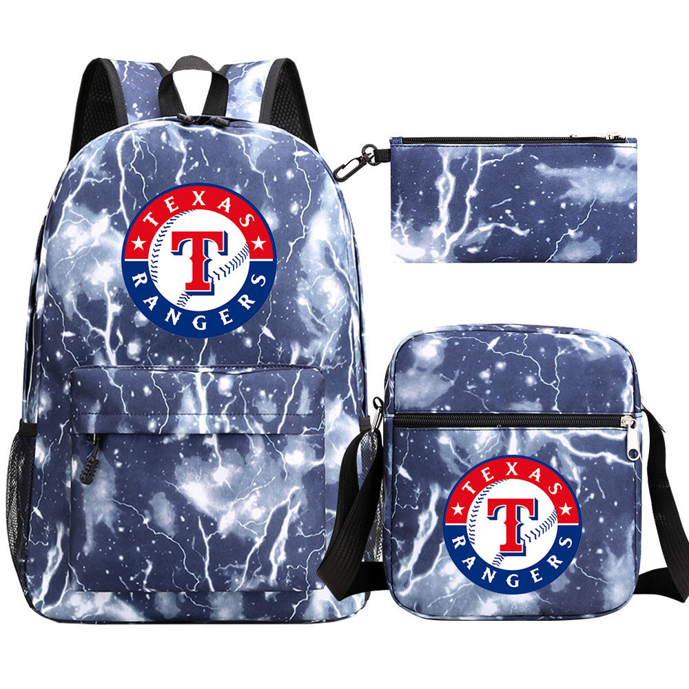 Texas Rangers Baseball School Backpack Shoulder Bag Pencil Bags 3pcs Set