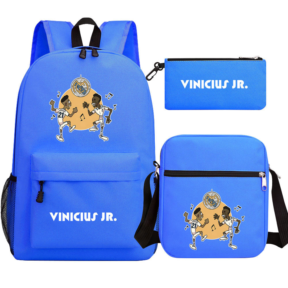 Vinicius Junior Football Player School Backpack Shoulder Bag Pencil Bags 3pcs Set